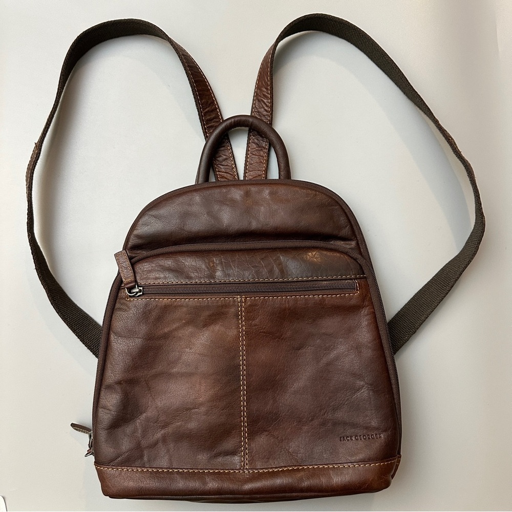Jack Georges Genuine Leather Voyager Brown Backpack/Messenger Bag